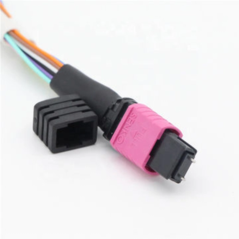 Om4 24 Core MPO MTP-LC Fiber Optic Cord 0.9mm Fanout Low Insertion Loss Polarity B Key up-Key up Trunk Fiber Optic Cable